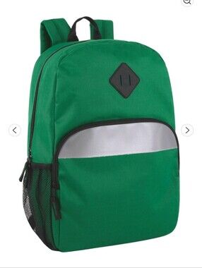 NWT Trailmaker 17" Safety Reflective Backpack Green School Bookbag Gorpcore
